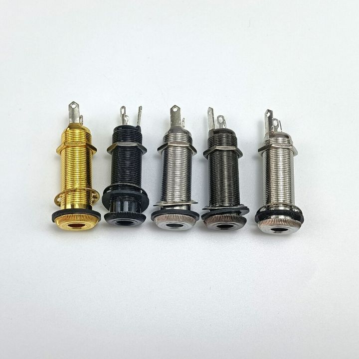 10pcs-lot-gold-chrome-black-threaded-cylinder-output-input-guitar-bass-jack-plug-socket-1-4-6-35mm-pickup-output-jack-guitar-bass-accessories