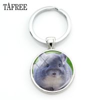 TAFREE Fat Chinchilla Fashion Keychains Lovely Glass Cabochon Dome Handmade Key Chain Keyring Keyholder Car Jewelry Gifts QF959 Key Chains