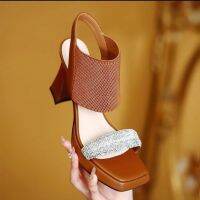 Hollow fashion sandals women 2023 summer it is waterproof fine with Roman shoes after empty sexy high-heeled shoes diamond