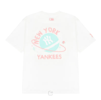 MLB  NY เสื้อยืดลำลองผู้ชายและผู้หญิงผ้าฝ้าย 100% ทรงหลวม ใส่สบาย ขนาดบวก