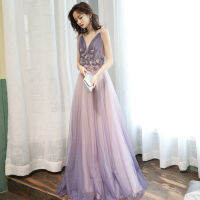 HLLC Violet จัดเลี้ยง Maxi ชุดราตรียาวผู้หญิง2023 Elegant Classy ความยาวชั้นโฮสต์อารมณ์ Suspender เซ็กซี่การประชุมประจำปี Plus ขนาดอย่างเป็นทางการ Events Ball Gowns สำหรับเปิดตัวสำหรับงานแต่งงานโอกาส (XS-3XL)