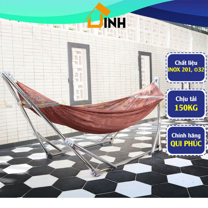 Võng xếp inox Dona Qui Phúc, Khung võng inox phi 32 chịu tải 150kg ...