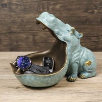 Hippo Storage Box Statue Decoration Resin Box Crafts Sculpture Home Decoration Accessories Key Snack Box Living Room Entrance