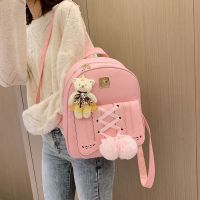 2022 new bag double shoulder bag female Pu trendy bag Korean version versatile girl Travel Backpack student schoolbag