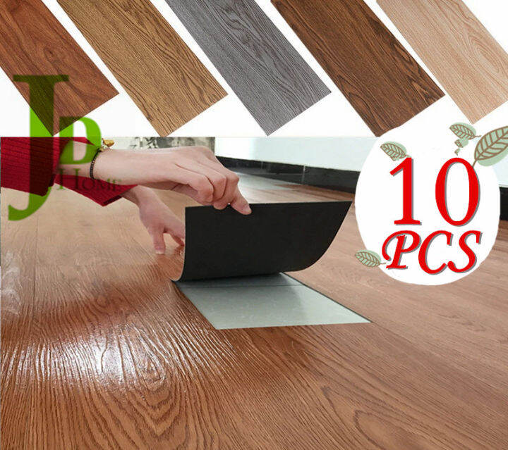 10PCS Set Floor Stickers Wood Grain PVC Waterproof adhesive Abrasion