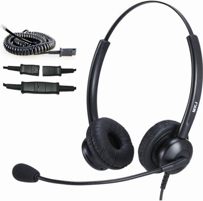 MKJ Headset Compatible with Cisco Phones Dual Ear Landline Headset with Noise Cancelling Microphone for Cisco Telephone CP-7821 7841 7942G 7941G 7945G 79607961G 7962G 7965G 7971G 7975G 8841 8865 9971 entry-level dual rj9 cisco headset