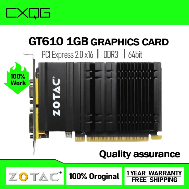 ZOTAC Video Card GeForce GT610 1GB 64Bit GDDR3 Graphics Cards GPU Map