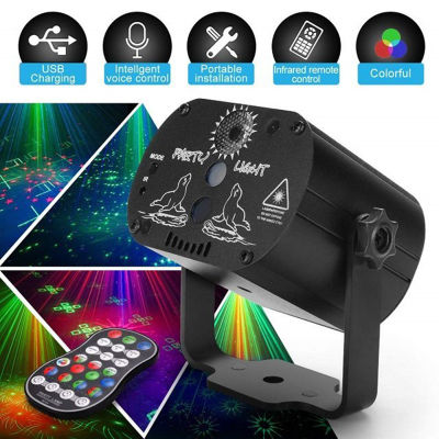 Portable Mini Laser Aurora Pattern Cordless Laser Projector Rechargeable Stage Light Disco DJ Bar Club Party Xmas Laser Show New