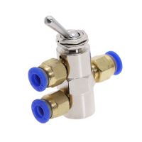 Exhaust valve 2 Position 5 Way Toggles Cylindrical Mechanical Air Pneumatic Valve switch w Fiittings TAC2-4V