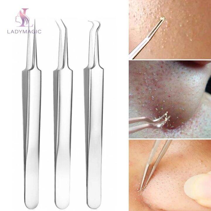 ชุดชุด Acne Blackhead Removal Needle Tweezer Face Cleanser Extract Tool