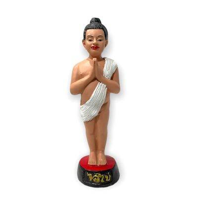 รูปเหมือนไอ้ไข่วัดเจดีย์ ประทับยืนพนมมือมีผ้าคาดไหล่ สูง25ซม.เข้าพิธีพุทธาภิเษกหลายวาระ เปี่ยมด้วยพุทธคุณเสริมโชคถูกหวยบ่อย
