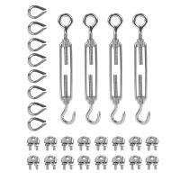 4-Pcs Turnbuckle/Tension(Eye&amp;Hook, M6), 16-Pcs 1/8 Inch Wire Rope Cable Clip/Clamp(M3), 8-Pcs Thimble(M3), Stainless Steel Kit