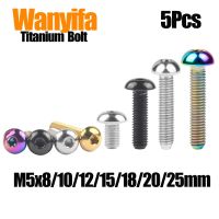 Wanyifa Titanium Bolts M5x8/10/12/15/18/20/25mm Half-round Head Hexagon Mushroom Head  Screws Bicycle Accessories 5Pcs Nails Screws  Fasteners