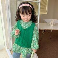 （Good baby store） 2022 Autumn Winter Girls solid color warm sleeveless knitwear Kids soft all match knitted waistcoats