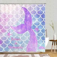 Lierpit Mermaid Shower Curtain for Bathroom the Underwater World Is Pink Gradient Bath Curtain Fish Scale Design Fish Tail Shower Curtains Polyester Fabric Decor with Hooks 69x70in