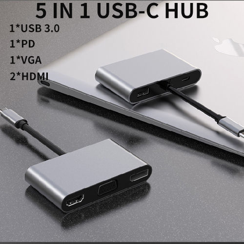 tebe USB C HUB Adapter Type-c to 4K HDMI-Compatible VGA Docking Station Support MST For Macbook HP Multi-port USB-C hub