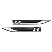 A Pair Car Body Metal Side Fender Stickers Auto 3D Alloy Badge Decals Emblem Exterior Accessories for R R Line Logo for Volkswagen VW Bora Golf Jetta CC POLO Tiguan