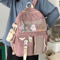 Kawaii Nylon Women Backpack Fashion Waterproof Rucksack for Teen Girls School Bag Cute Student Bookbag Travel