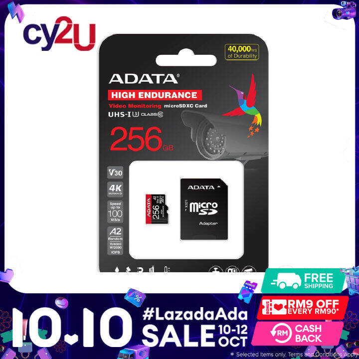 Adata Micro Sd Premier Pro V30s Cl10 256gb High Endurance Memory Card 