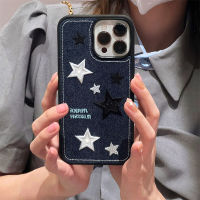 Denim เย็บปักถักร้อยสำหรับ for iPhone 13 13Pro 11 11Promax 13Promax 12 12Pro 12Promax 14 14Pro 14Promax 14Plus Star รูปแบบ Hard Case