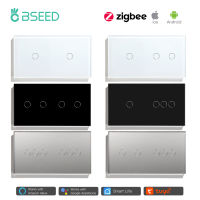 BSEED 2/3/4/6 Gang Zigbee Smart EU Single Live ขนาด157มม. สวิตช์ไฟระบบสัมผัสหน้าจอโทรศัพท์สวิตช์อัจฉริยะ Alexa Smart Life เข้ากันได้กับการรับประกัน