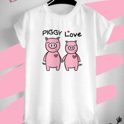 เสื้อยืดลาย Piggy Love ต้อนรับวันวาเลนไทน์ วันแห่งความรัก ด้วยเสื้อยืด Valentine สีสันสดใส ใส่สบาย ไม่ยืด ไม่ย้วย