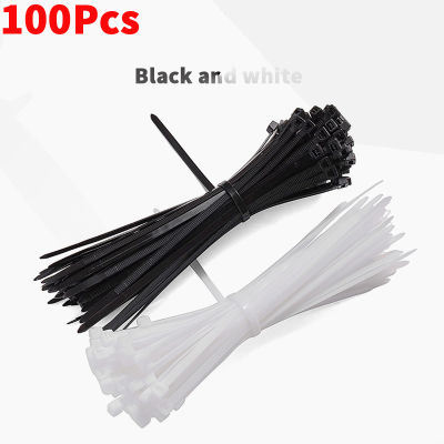 100 ชิ้น 3X80/3X100/4X100/4X200Assorted Self - Locking Nylon Cable Ties สีดำหรือสีขาวสารหน่วงไฟผูก Zip Loop Wire Wrap-Yrrey
