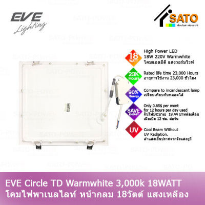 EVE Lighting Panel LED Square TD 18W โคมพาเนลไลท์ แอลอีดี หน้าเหลี่ยม รุ่น TD 18วัตต์ แสงเหลือง วอร์มไวท์ โคมไฟหน้าเหลี่ยม โคมไฟเพดาน