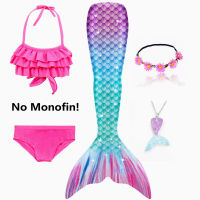 NEW Arrival Rainbow Pink Mermaid Tail Swimsuit with Fin for Kids Girls Holiday Dress Costume Bathing Suit