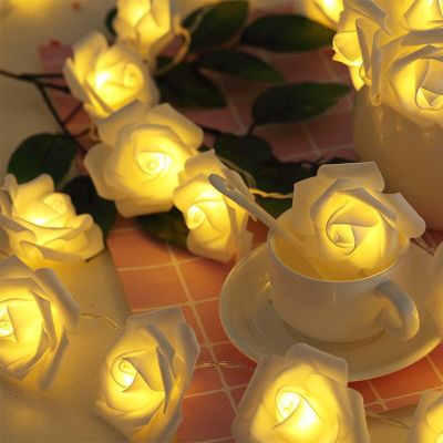 Rose LED Flower String Lights Garland Fairy Lights Romantic Lamp 3M 20LEDs For Wedding Valentines Day Christmas Party Decoration