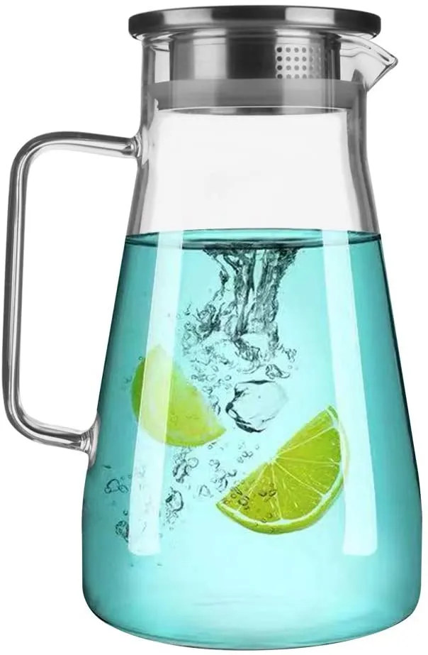 Glass Pitcher, 80oz Glass Pitcher with Lid and Spout, Large Glass Water  Pitcher for Juice, Lemonade, Hot&Cold Beverage, Iced Tea Pitcher for  Fridge