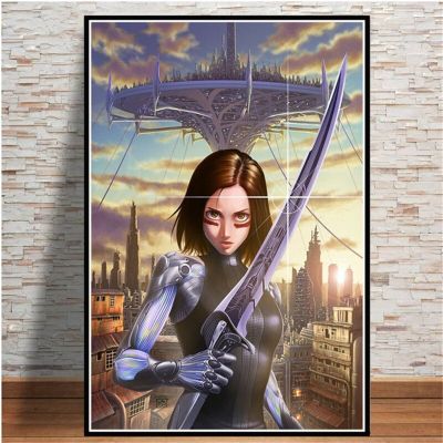 โปสเตอร์ผ้าใบพิมพ์ศิลปะภาพยนตร์แนว Battle Angel สำหรับตกแต่งสำหรับห้องนั่งเล่นบ้านภาพติดผนัง0726