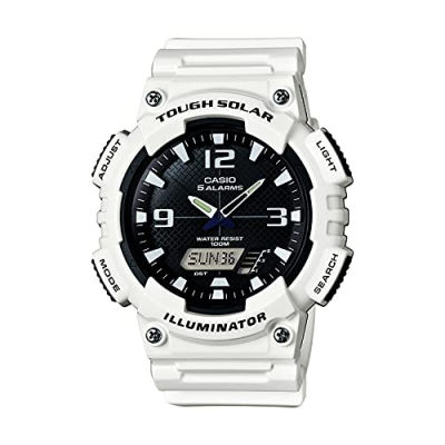 Casio Mens AQ-S810WC-7AVCF Analog-Digital Display Quartz White Watch, White/Black
