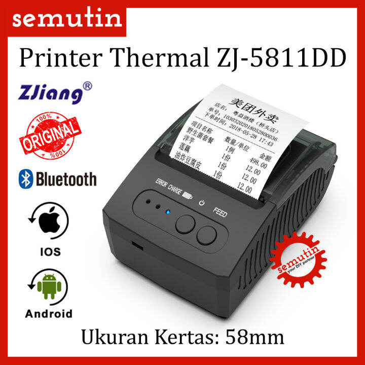 Printer Thermal 58mm Zjiang ZJ-5811DD ORIGINAL / Bluetooth Mini ...