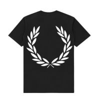 Fred Perry Laurel Wreath Back Print Long Sleeve T-Shirt in Black