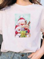 เสื้อยืดผ้าฝ้ายTees สำหรับผู้หญิง Funny Santa Claus Merry Christmas พิมพ์เสื้อยืด90S ผู้หญิงตามสมัยนิยม Trend Travel แขนสั้น T เสื้อ Top Graphic tees