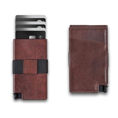 Minimalist Wallet Business ID Card Holder Real Leather Multi-Function Designer Bank Card Wallet Business Pop-Up Cardholder Men Card Holders