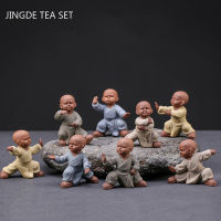 Chinese Boutique Purple Clay Tea Pet Monk Statue Ornaments Tea Figurine Handmade Tea Decoration Accessories Home Crafts Gifts
