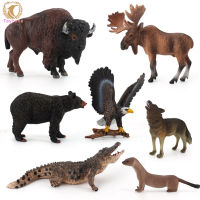 Children Wild Jungle Model Figurine Wolf Bear Deer Action Figures Ornaments Education Toy For Kids Collection