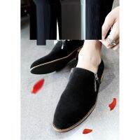 ✆♀♣ Prelesty ผู้ชายรองเท้าอย่างเป็นทางการรองเท้าหนังนิ่มผู้ชาย Loafers สลิป Slip บน Zipper Flats