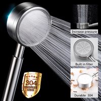 Durable 304 Stainless Steel Shower Head High Pressure Water Saving Filter Hand Held Shower Head Increases Strong Pressure Shower Toilet Covers