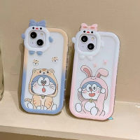 เคสโทรศัพท์มือถือ TPU นิ่ม ลายการ์ตูนโดราเอมอนน่ารัก 3D ผูกโบว์ สร้างสรรค์ สําหรับ IPhone 7 8 14 Plus 11 13 12 14 Pro MAX XR X XS MAX SE 2020