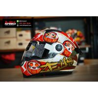 NSP หมวกกันน็อค ZEUS 811 Daruma White Red แถม สปอยเล่อร์ + ชิวปรอท (สีเงา) หมวกกันน็อก  หมวกนิรภัย