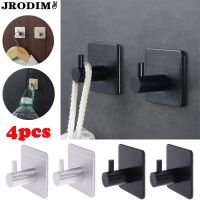 Self Adhesive Bathroon Hooks Wall Door Key Holder Rack Towel Hanger Bathroom Rack Hooks Aluminum Multi-Purpose Storage Hooks