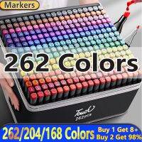 6-262 Colors Art Markers Pens Painting Set Double Head Brush Drawing Highlighter Professional Manga School Supplies StationeryHighlighters  Markers