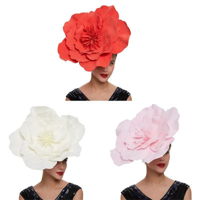 Bridal Hair Accessories Headwear Photo Shoot Women Girls Party Large Flower Headdress Bow Hat