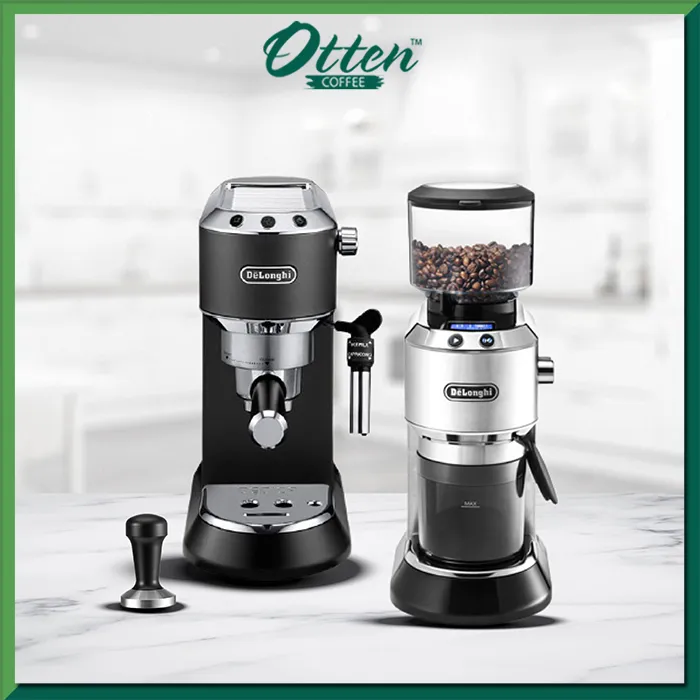 DeLonghi Espresso Machine Dedica EC 685.BK + Grinder KG521 + Tamper