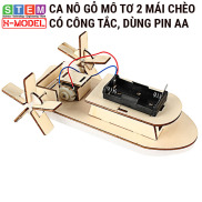 Đồ chơi sáng tạo STEM Ca nô gỗ mô tơ mái chèo X