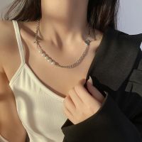 2021 Trend New Personality Hip Hop Multilayer Necklace for Women Metal Pearl Couple Pendant Silver Color Chain Necklace Jewelry