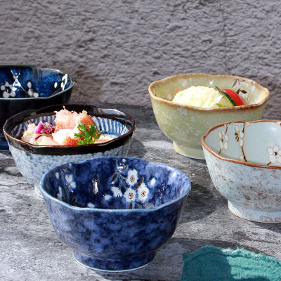 Japanese style and wind bowl Underglaze color bowl Creative bowl salad bowl Ceramic bowl Small bowl tableware Rice bowl